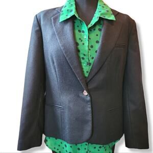 Vintage Nordstrom Point of View Black 100% Wool Blazer Womens Suit Coat Size 12